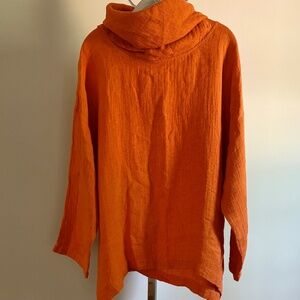 ESKANDAR Crinkled Orange Oversize Hi-lo Monk Tunic